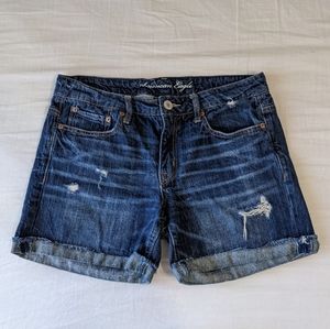 American Eagle Outfitters Dark Wash Distressed Jean Shorts Size 6